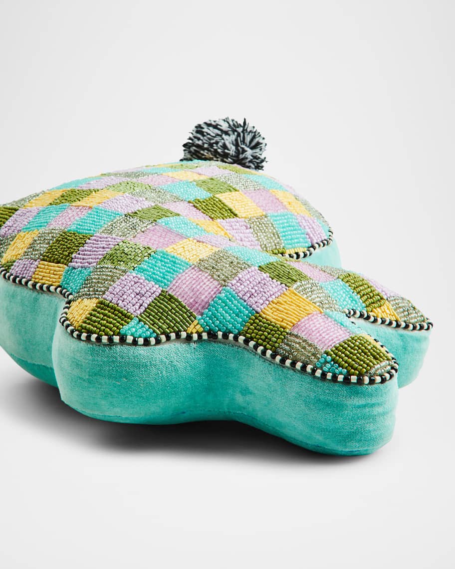 Image 3 of 3: Multi-Check Bunny Shaped Throw Pillow