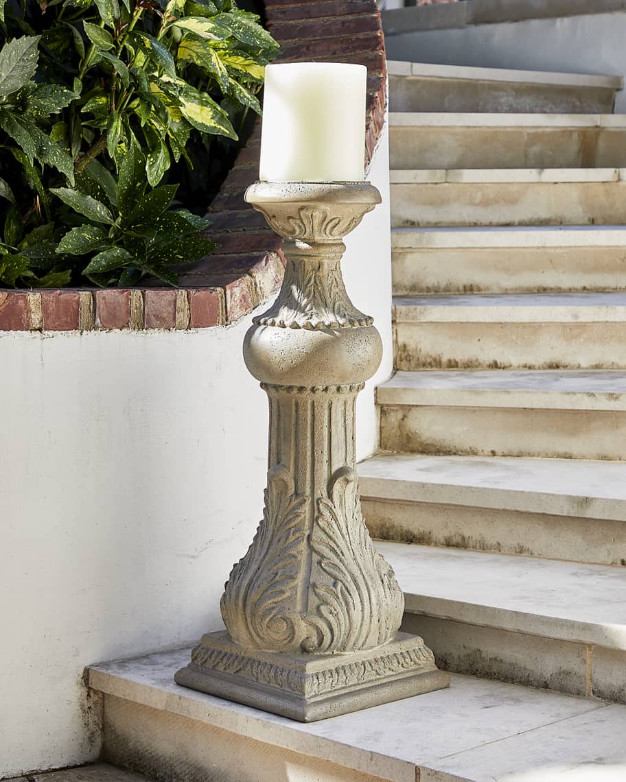 Image 1 of 2: 30" Outdoor Cast Stone Floor Candlestick