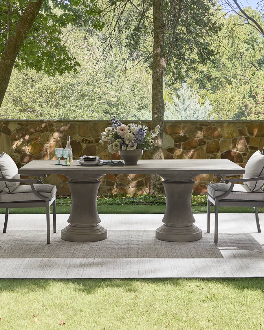 Neiman Marcus Camille Double Pedestal Outdoor Dining Table Horchow