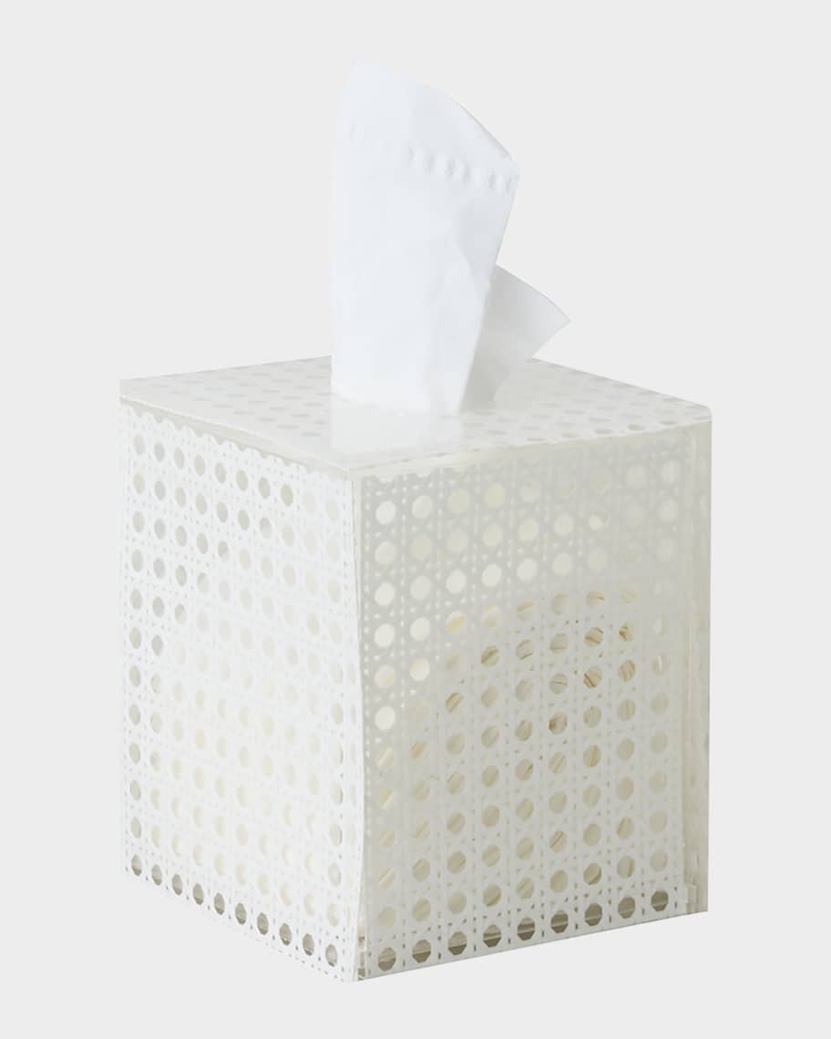 Image 1 of 1: Reed Tissue Box, White