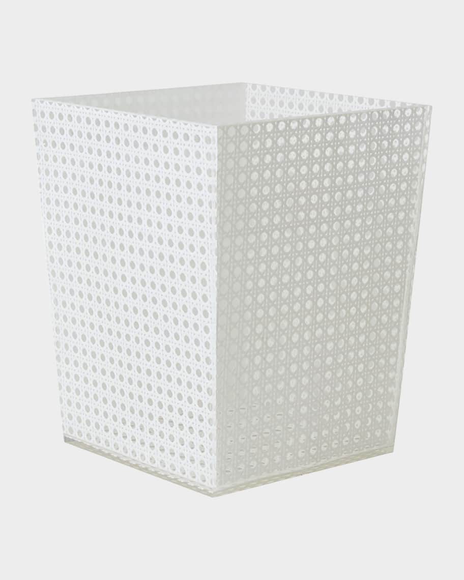 Image 1 of 5: Reed Waste Basket, White