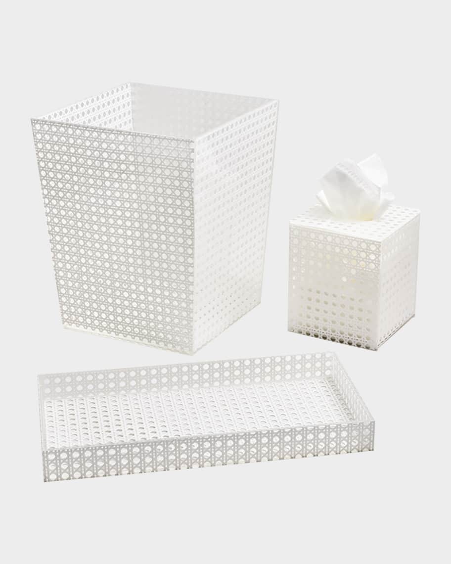 Image 3 of 5: Reed Vanity Tray, White