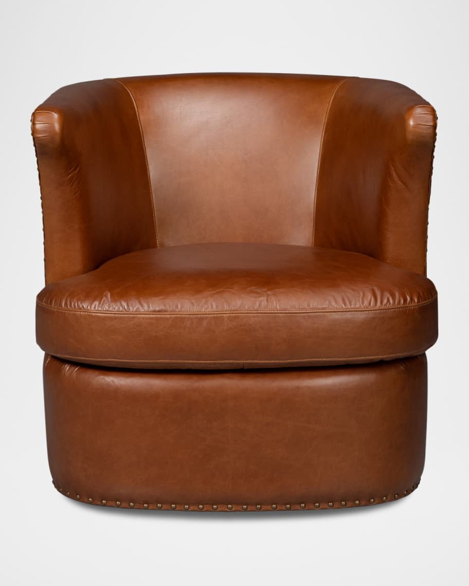 Image 2 of 5: Spencer Leather Swivel Chair