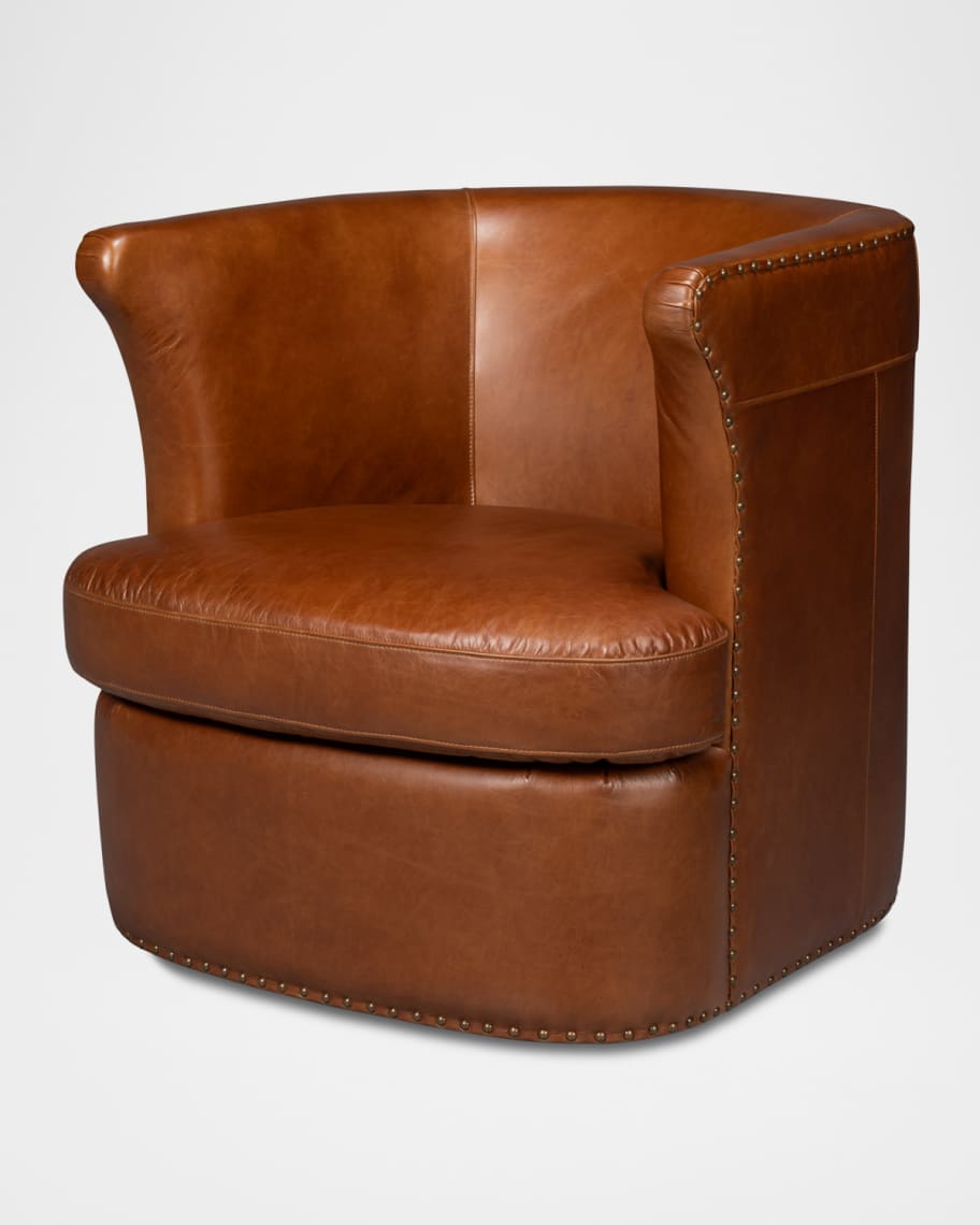 Image 1 of 5: Spencer Leather Swivel Chair