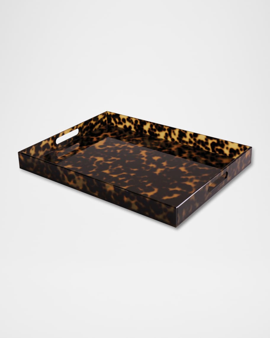 Image 2 of 2: Vida Acrylic Tortoise Extra Large Tray with Handles