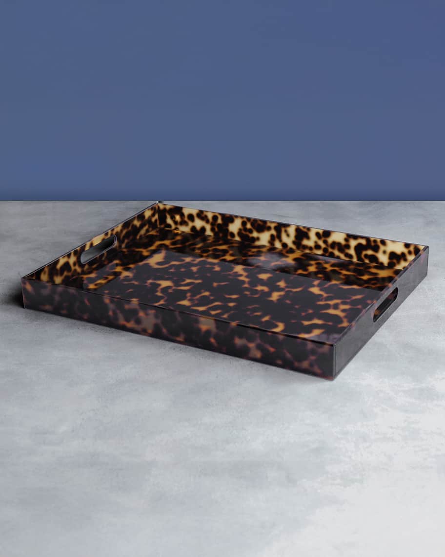 Image 1 of 2: Vida Acrylic Tortoise Extra Large Tray with Handles