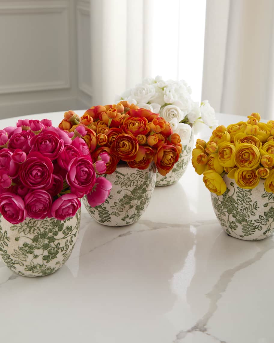 Image 1 of 3: Baby Ranunculus 8" Faux Floral Arrangement in Ceramic Pot