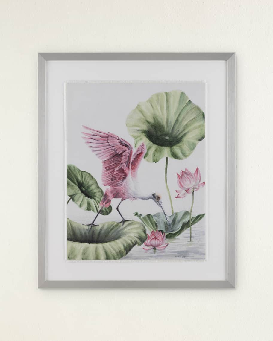Image 1 of 1: "Lotus" Framed Giclee on Fabric by Annie Moran