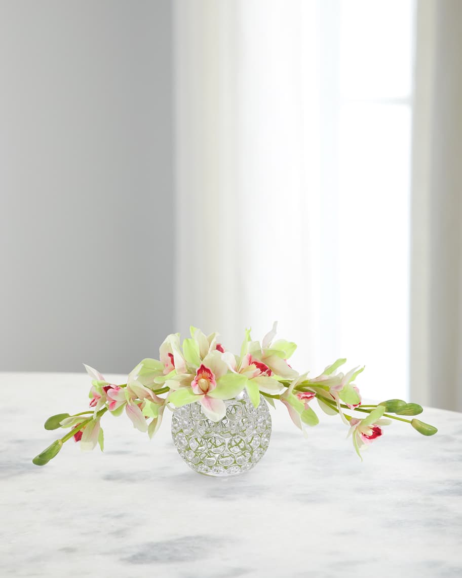 Image 1 of 1: Cynbidium Blush 26" Faux Floral Arrangement in Glass Vase
