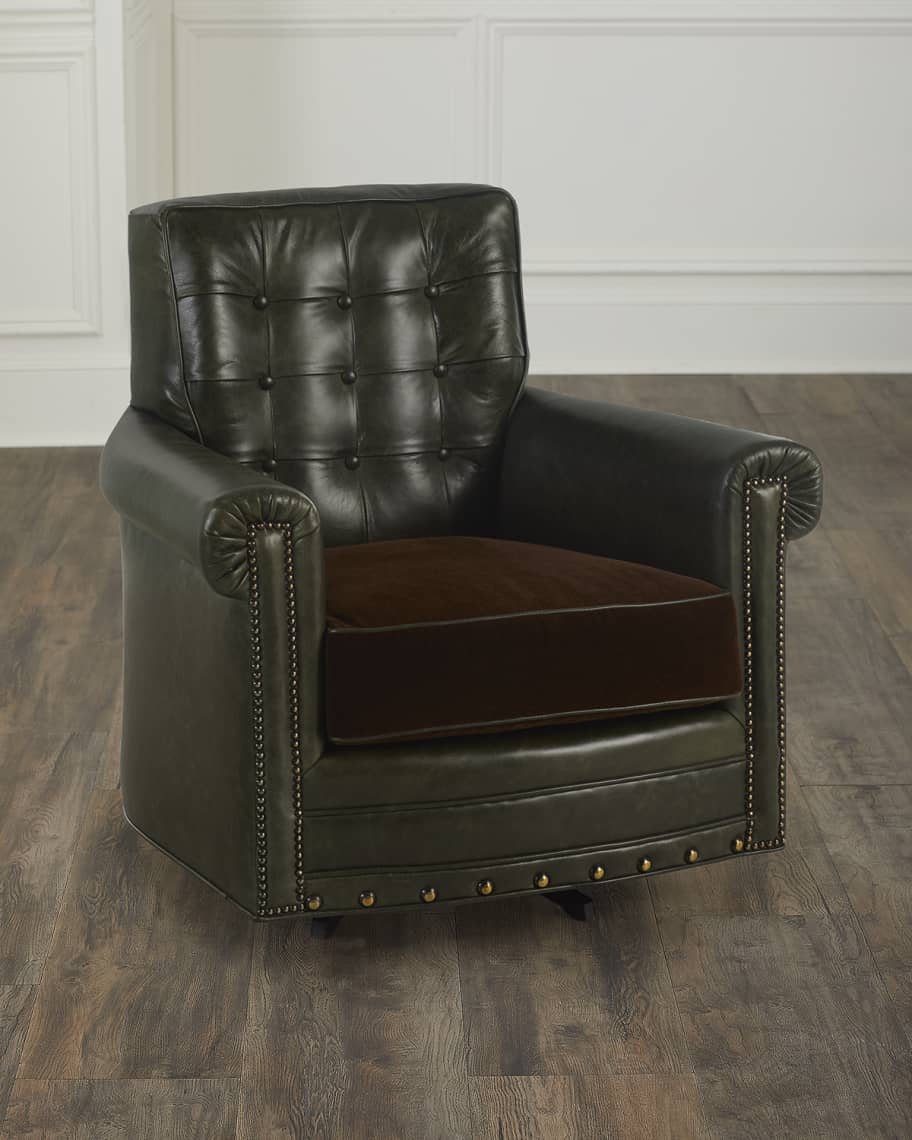 Image 1 of 6: Elphie Leather Swivel Chair