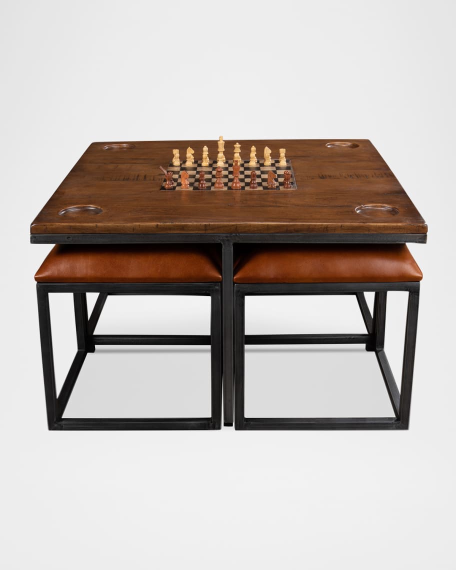 Image 2 of 8: Low Game Table with Four Stools