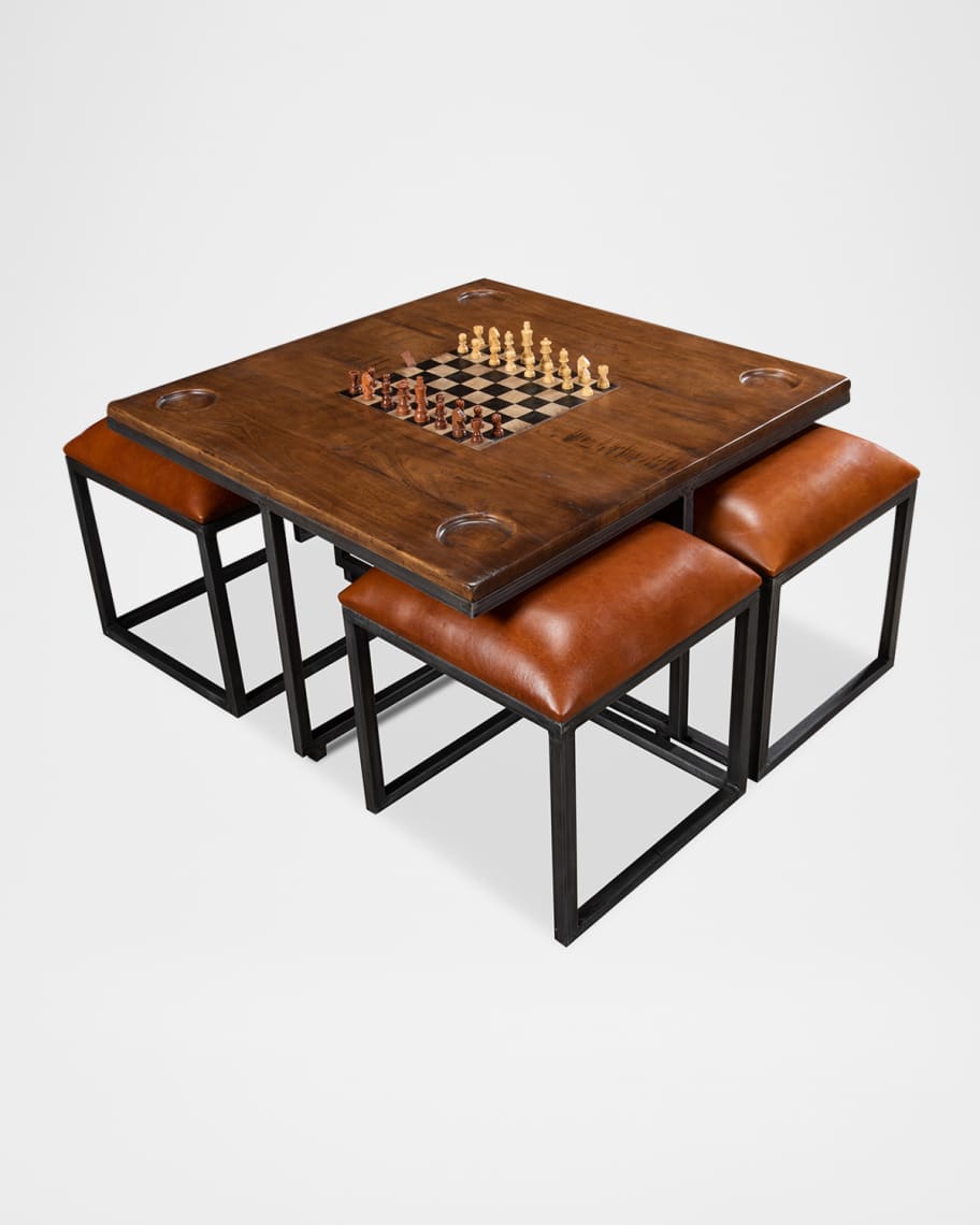 Image 3 of 8: Low Game Table with Four Stools