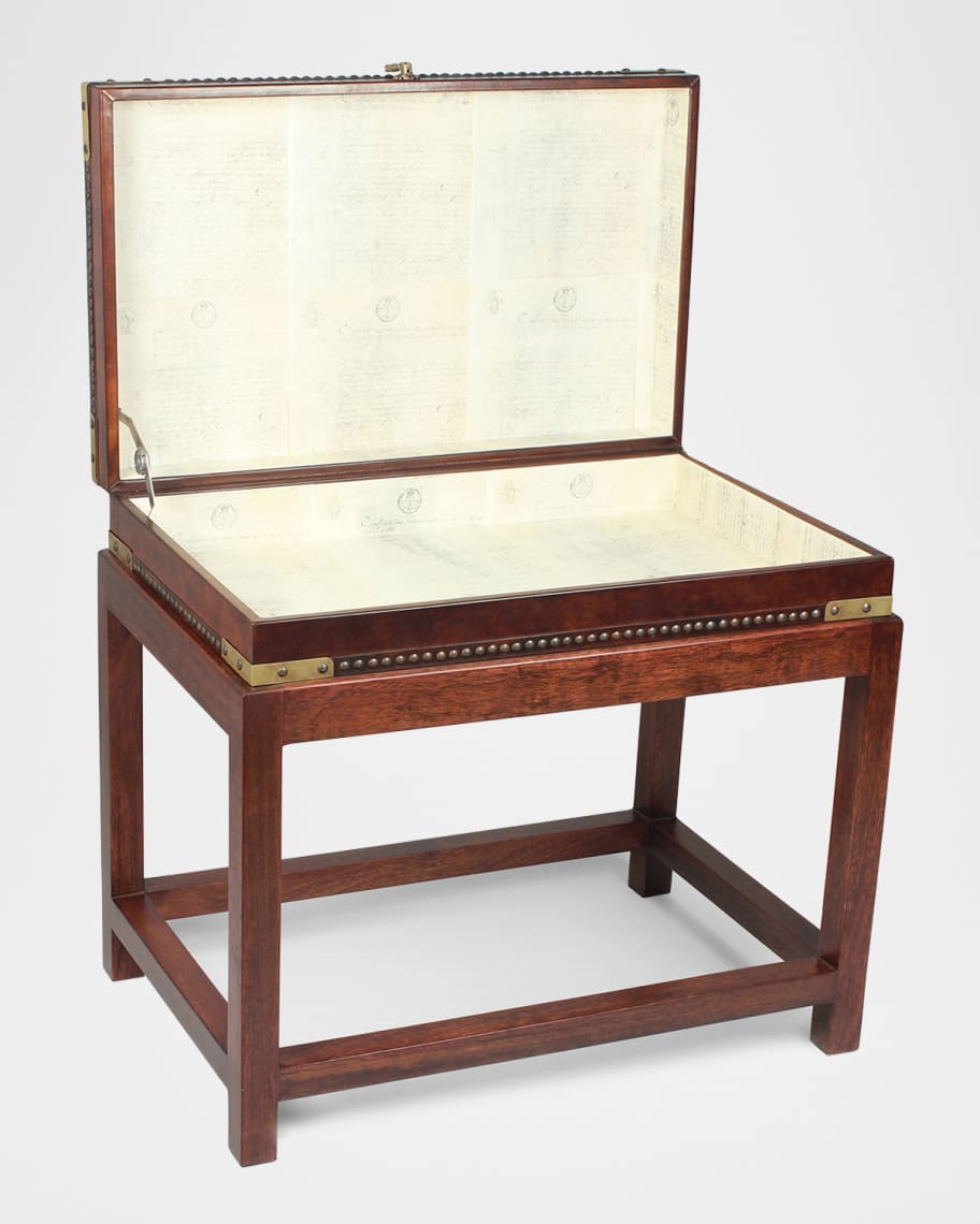 Image 3 of 8: Winchester Leather Box on Stand Table