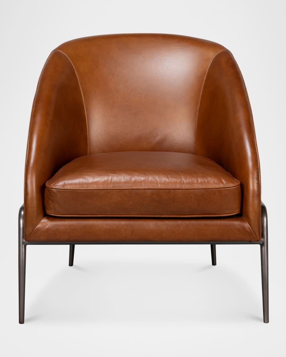 Image 2 of 7: Havana Brown Leather Chair