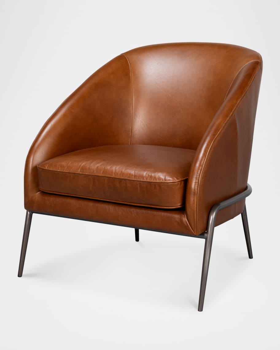 Image 1 of 7: Havana Brown Leather Chair
