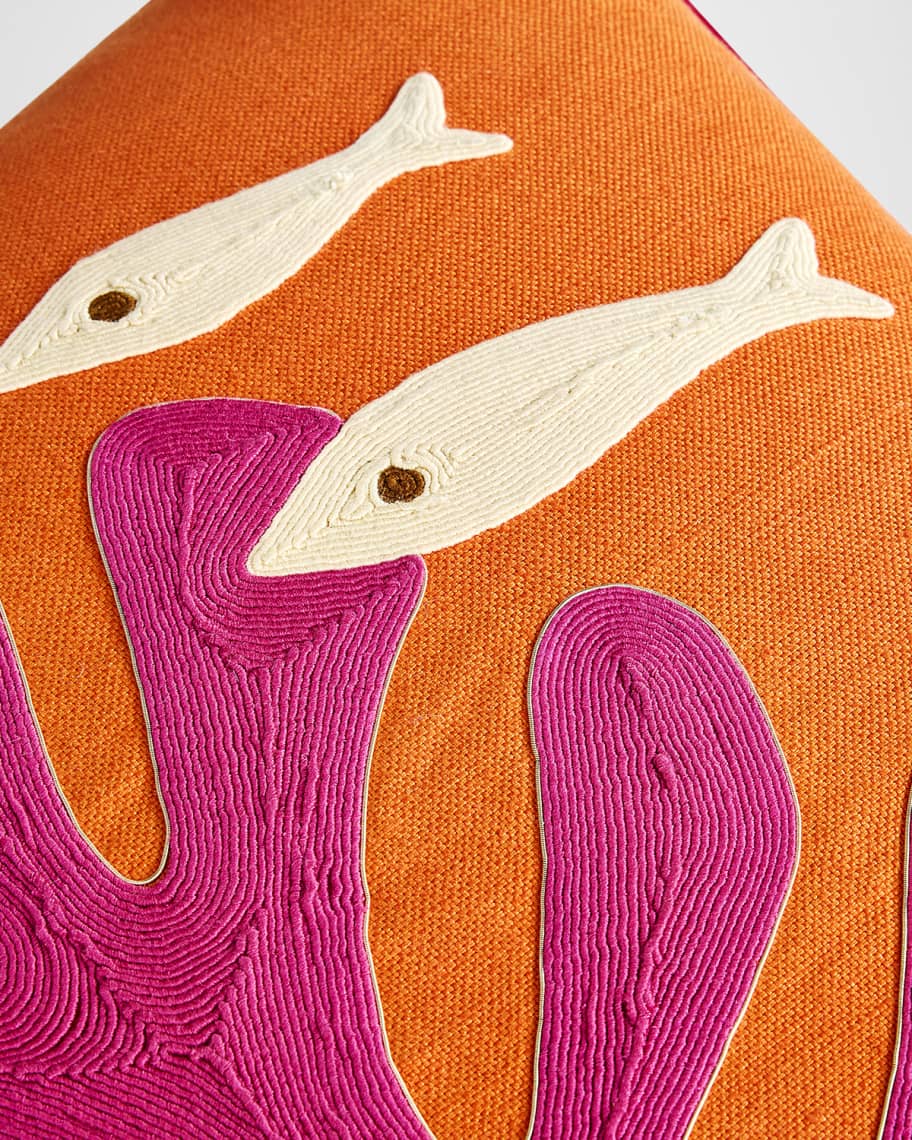 Image 2 of 3: Playa Corded Coral Accent Pillow, 22" Square