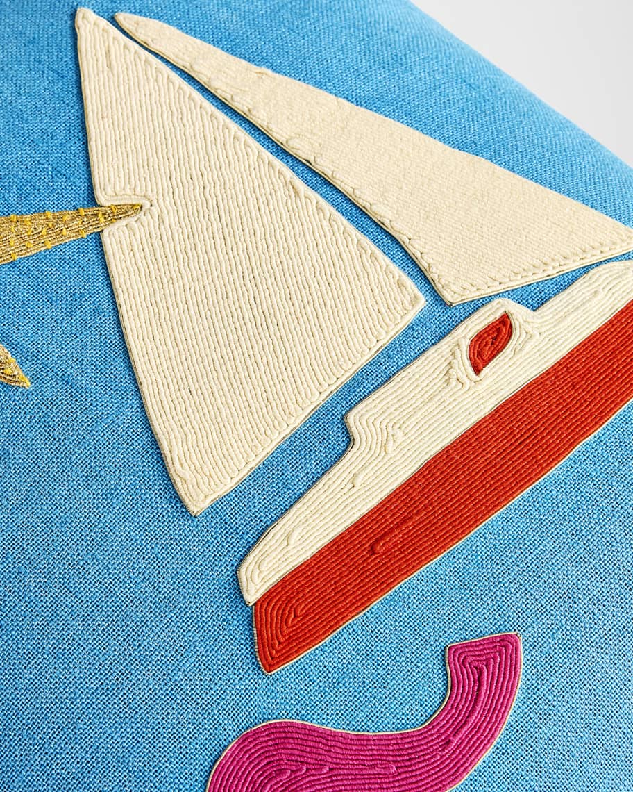 Image 2 of 3: Playa Corded Sailboat Accent Pillow, 18" Square