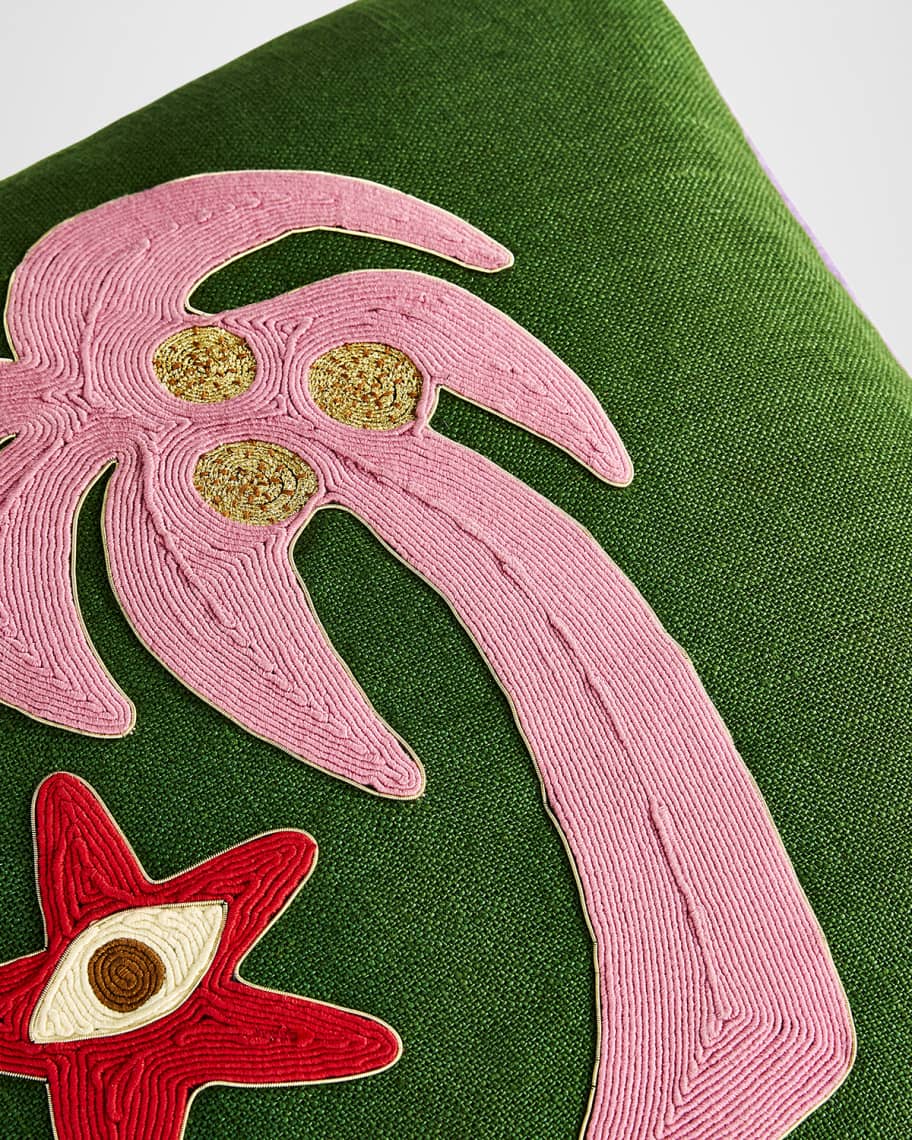 Image 2 of 3: Playa Corded Palm Tree Accent Pillow, 16" Square
