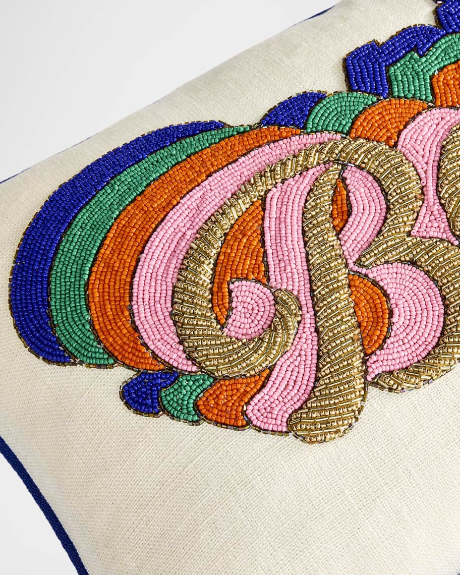 Image 2 of 3: Bonjour Beaded Throw Pillow, 12" x 20"