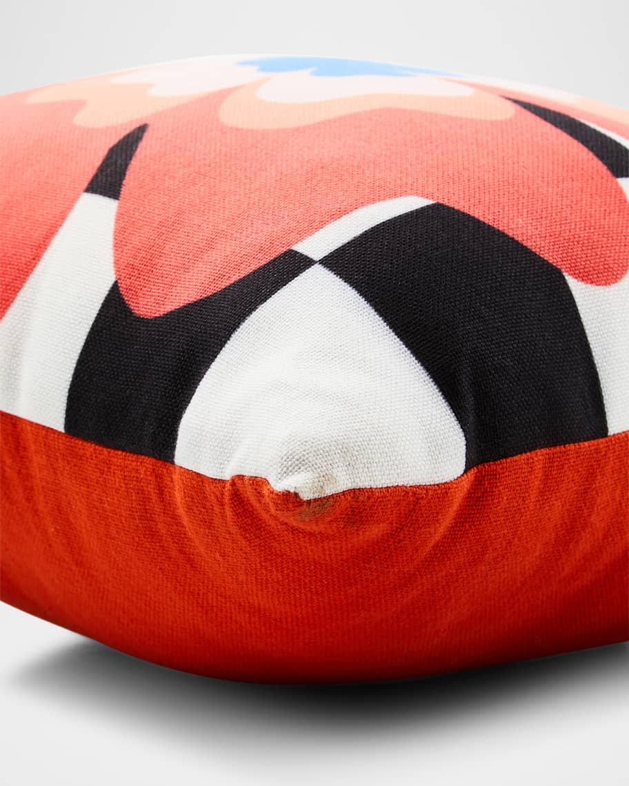 Image 2 of 2: Dolce Vita Outdoor Red Flower Throw Pillow, 18" Square
