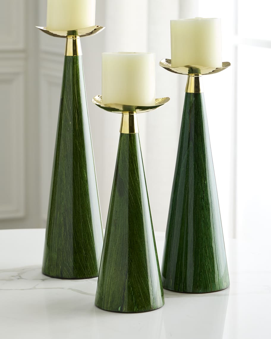 Image 2 of 3: Emerald Maize Candleholder Trio