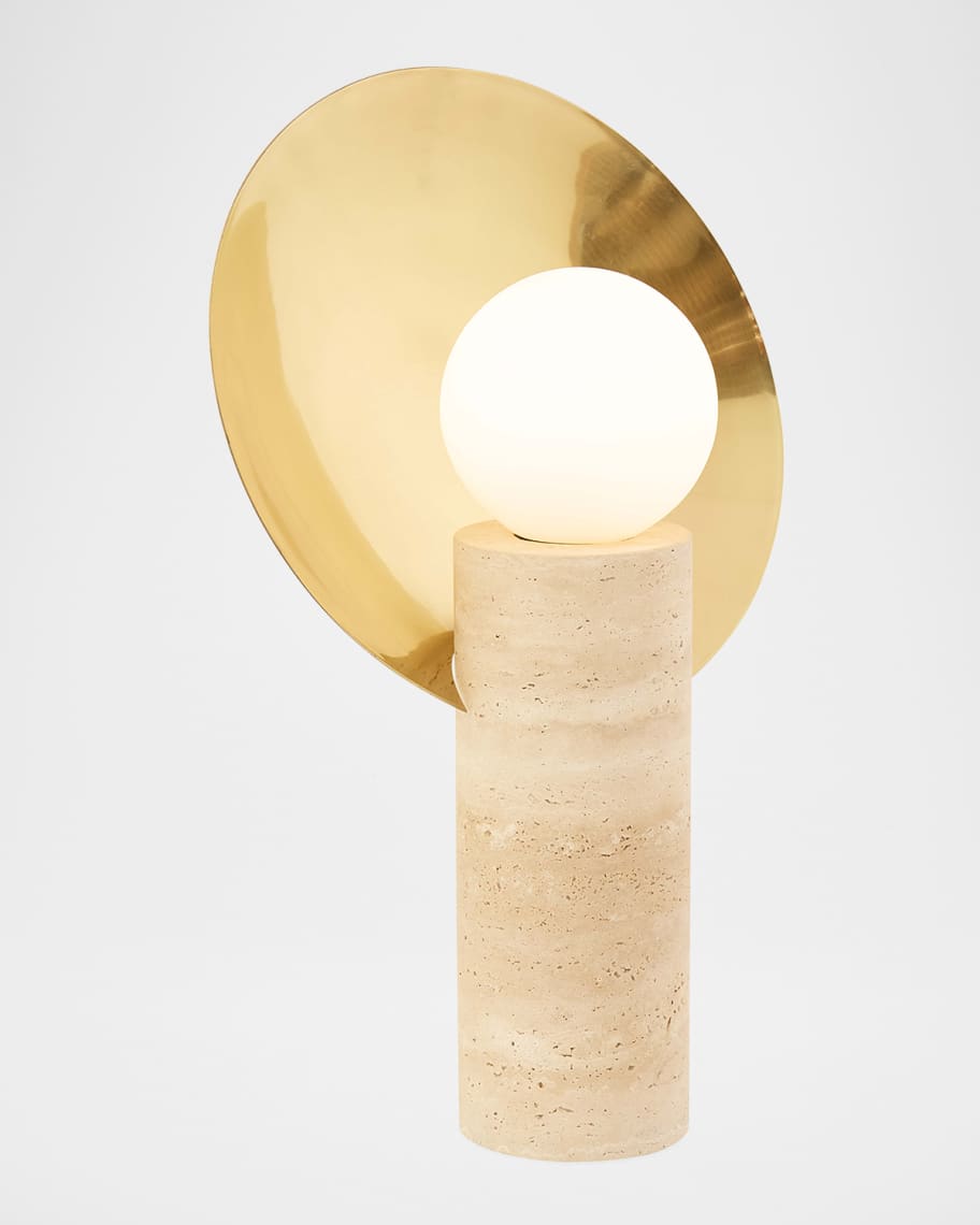 Image 3 of 4: Halo Travertine 18" Table Lamp
