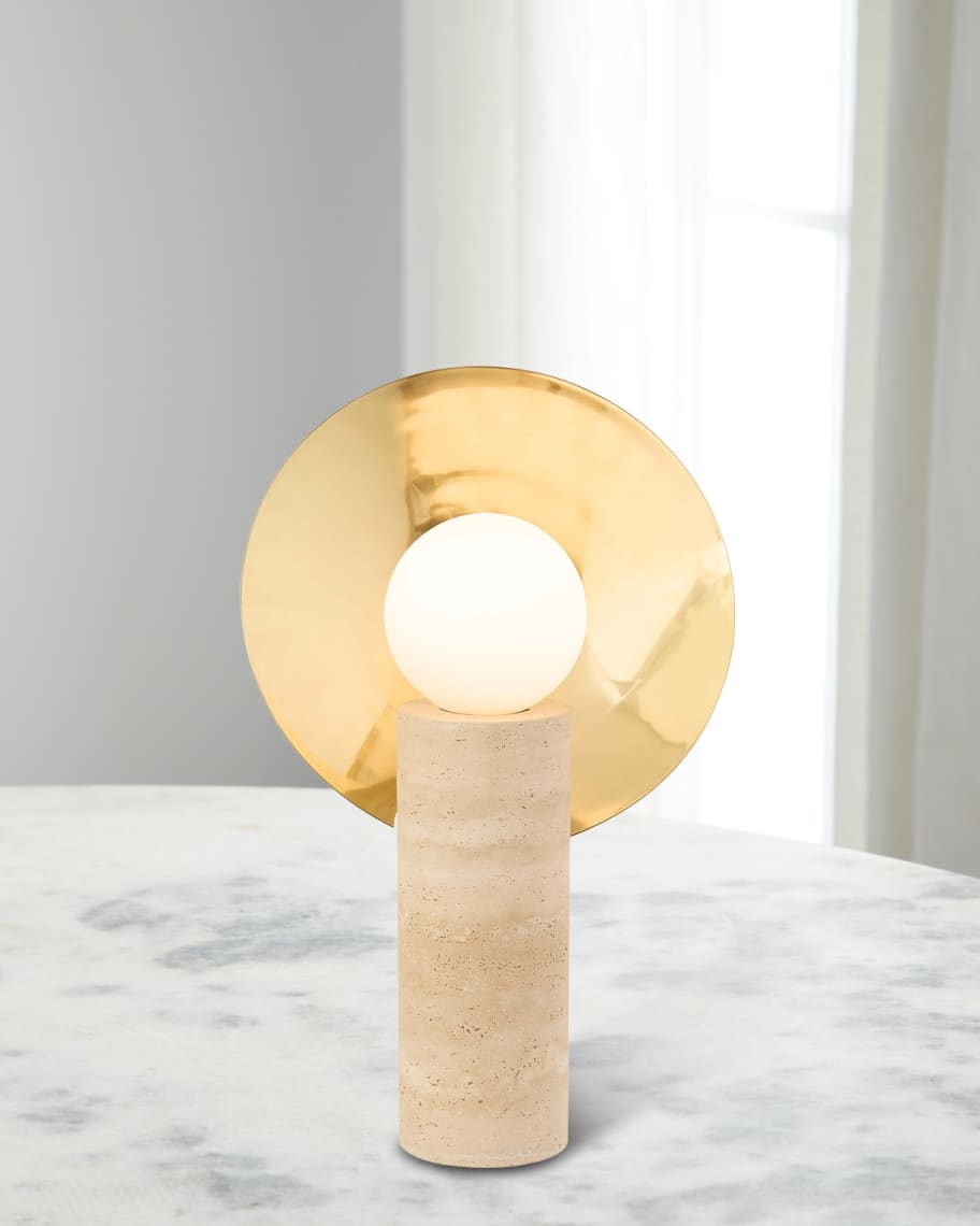 Image 1 of 4: Halo Travertine 18" Table Lamp