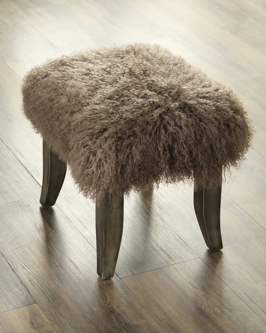 Image 1 of 6: Ella Shearling Bunching Ottoman