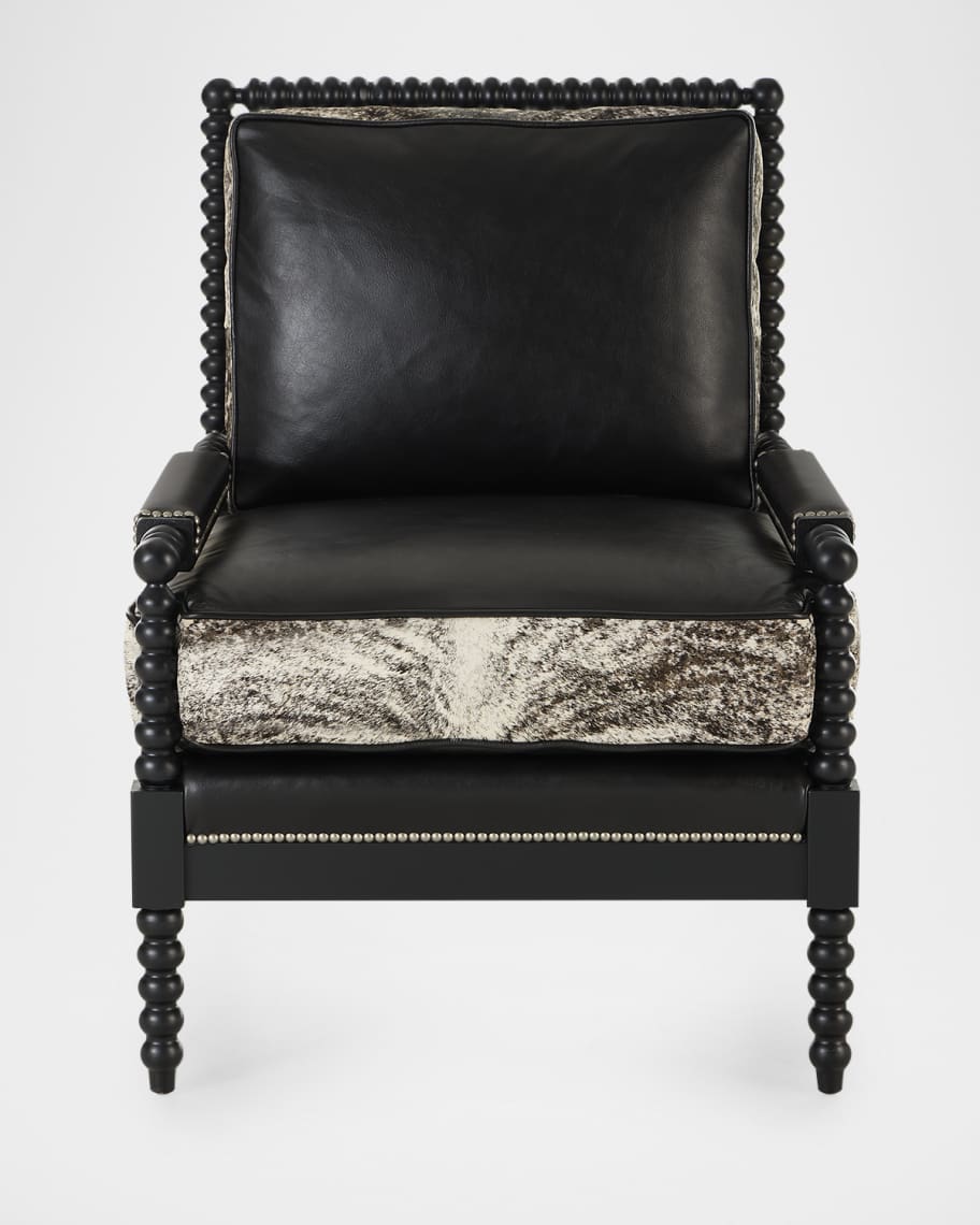 Image 2 of 6: Percie Leather & Hair on Hide Spindle Chair