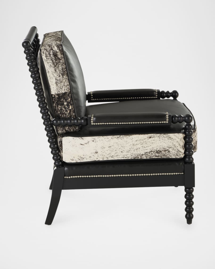 Image 3 of 6: Percie Leather & Hair on Hide Spindle Chair