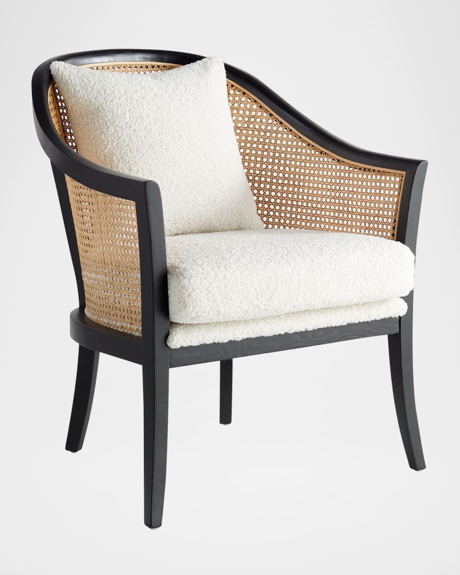 Image 2 of 6: Renzo Boucle & Rattan Chair