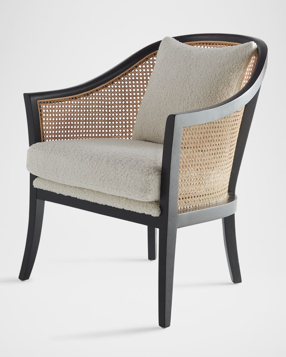 Image 3 of 6: Renzo Boucle & Rattan Chair