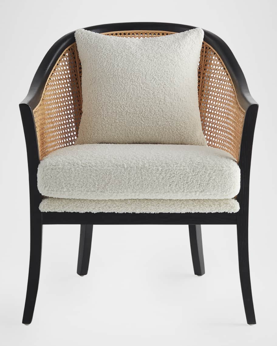 Image 1 of 6: Renzo Boucle & Rattan Chair