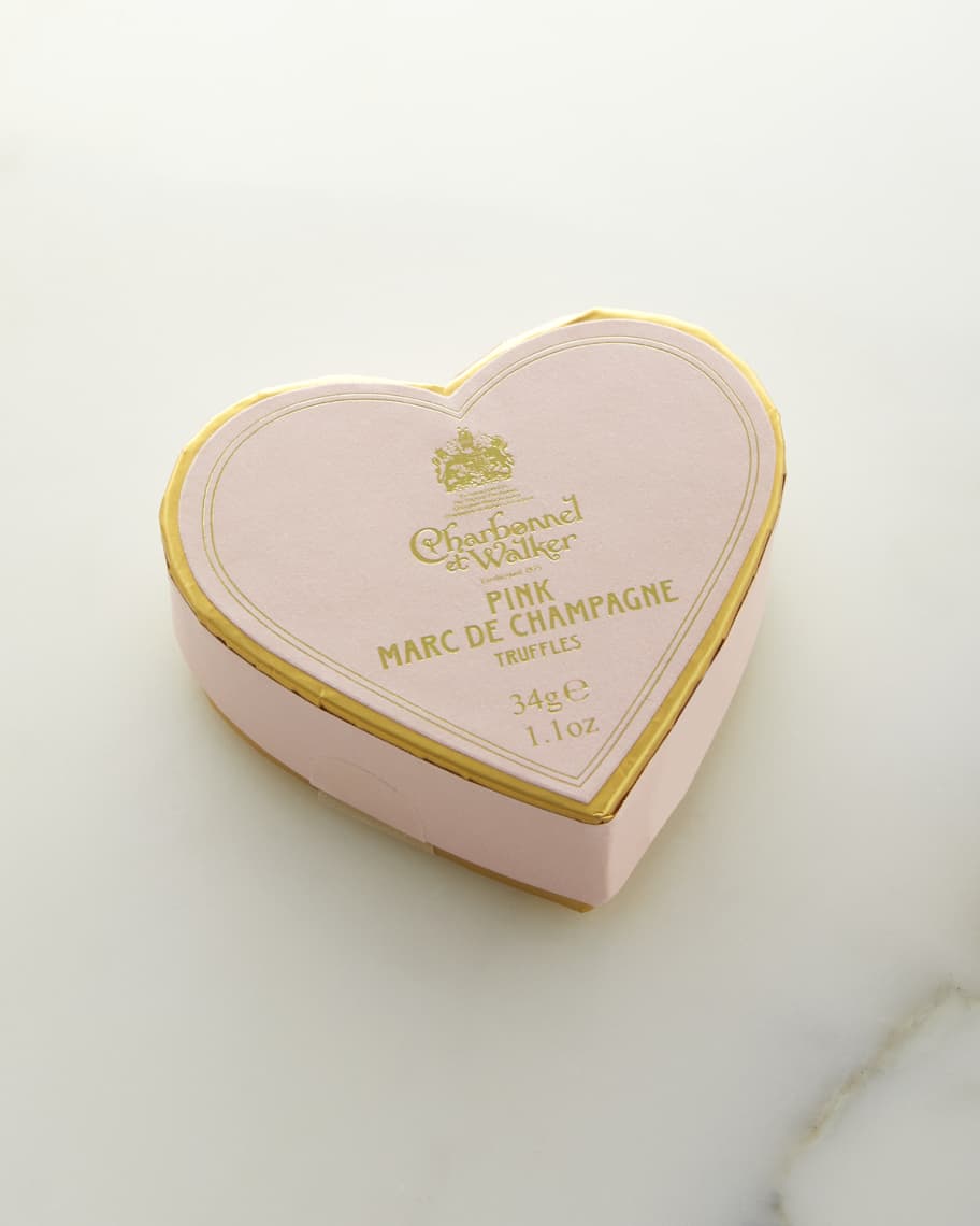 Image 2 of 2: Pink Marc de Champagne Truffles in Heart Box