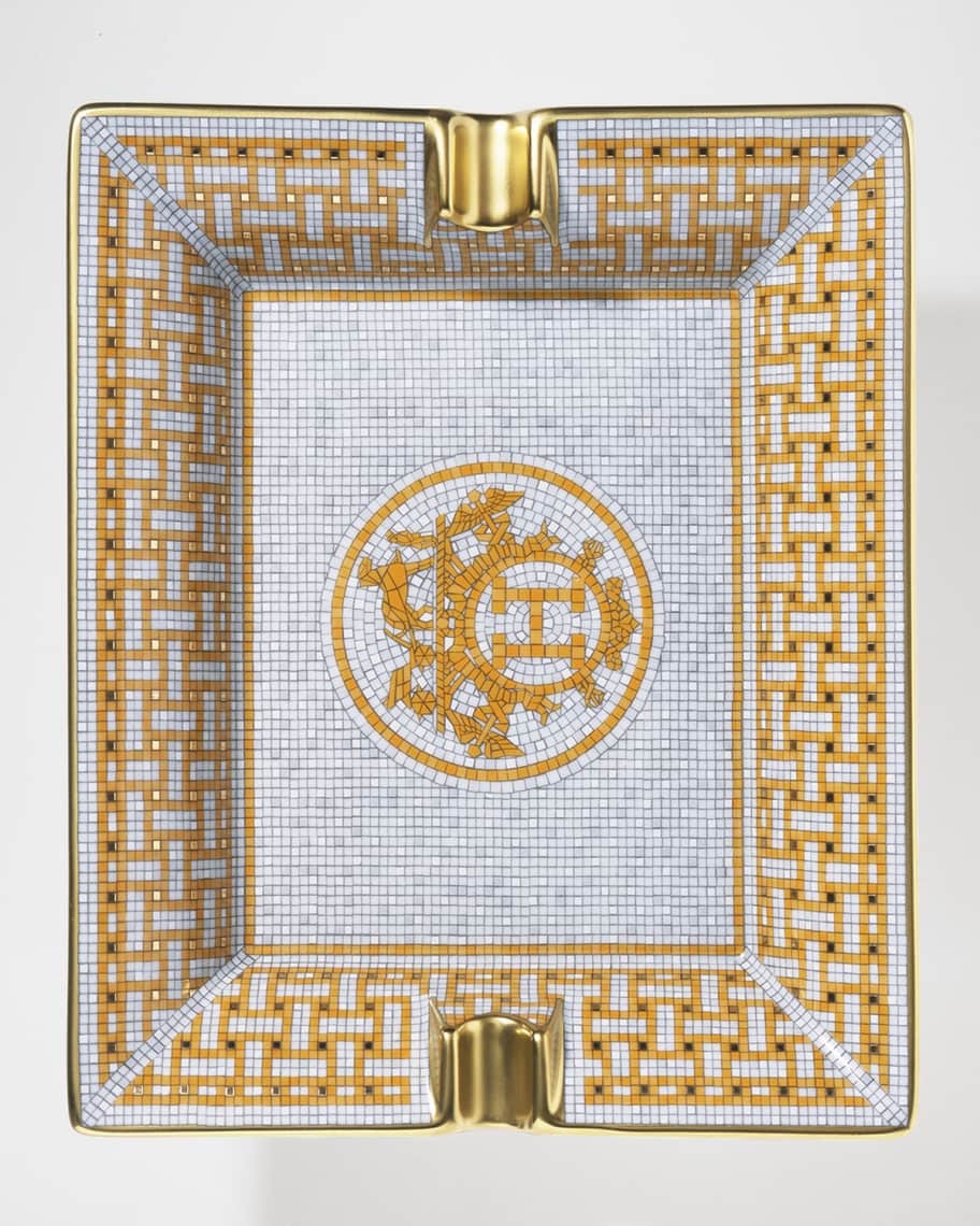 ミッチ　Xodas Goblet 24K Gold Fume Foot Hermes Mosaique AU 24 Gold Rectangular Ashtray | Horchow