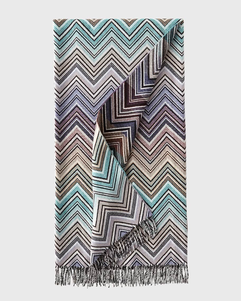 Image 1 of 2: Perseo Zigzag Wool/Cashmere Throw, 51" x 75"
