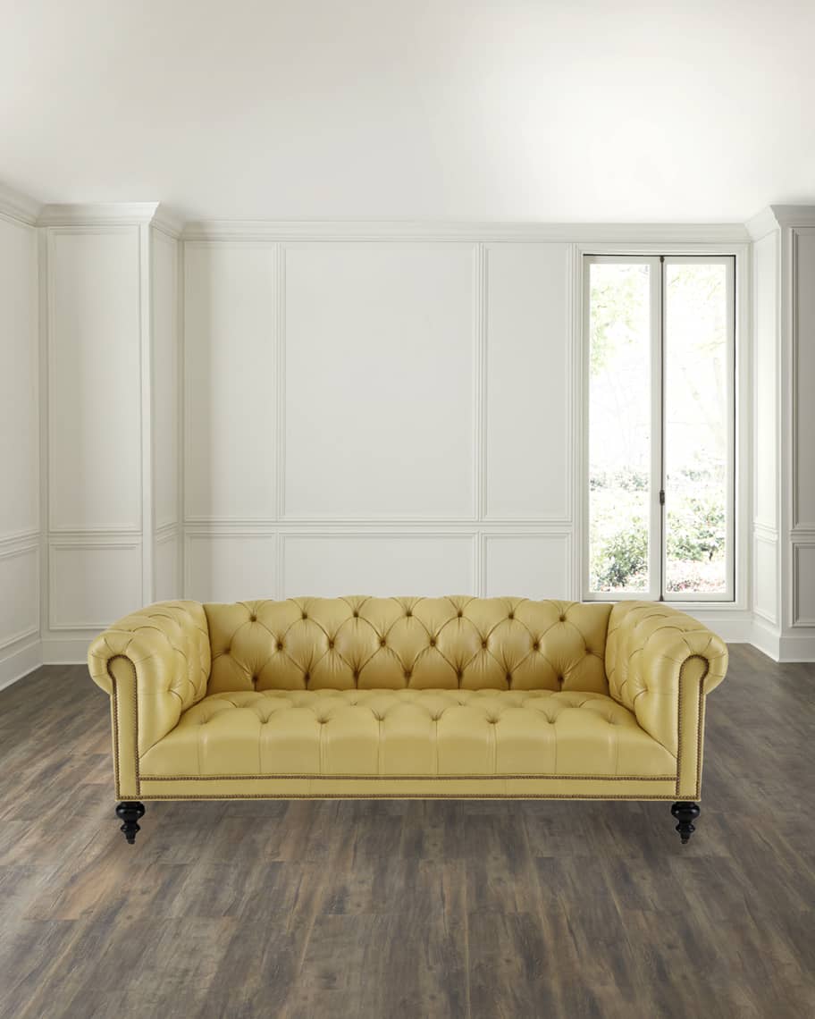 Butter yellow leather sofa deals