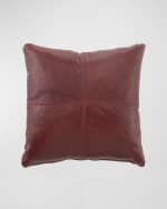 Image 1 of 2: Massoud Red Leather Pillow