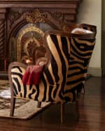 Image 3 of 3: Massoud Chocolate Zebra Wing Chair