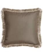 Image 1 of 3: Lacefield Designs Fringed Taupe Outdoor Pillow