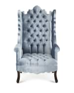 Image 3 of 3: Haute House Isabella Tufted Velvet Cut-Out Wing Chair