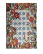 Image 1 of 3: MacKenzie-Childs Blue Morning Glory Indoor/Outdoor Rug, 5' x 8'