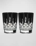 Image 1 of 2: Waterford Crystal Set of 2 Lismore Black Double Old-Fashioneds