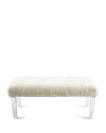Image 3 of 3: Massoud Jaselyn Shearling Bench, Ivory