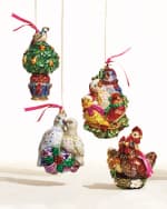 Image 2 of 3: Jay Strongwater Two Turtle Doves Glass Ornament
