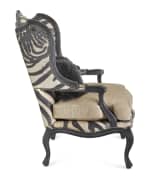 Image 2 of 4: Massoud Wilder Leather Zebra Wing Chair