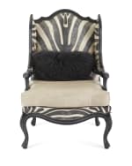 Image 3 of 4: Massoud Wilder Leather Zebra Wing Chair
