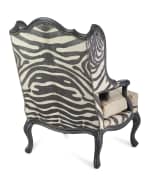 Image 4 of 4: Massoud Wilder Leather Zebra Wing Chair