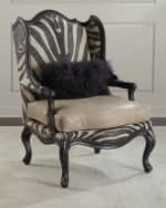 Image 1 of 4: Massoud Wilder Leather Zebra Wing Chair