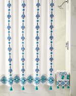 Image 1 of 5: John Robshaw Aloka Blue Shower Curtain